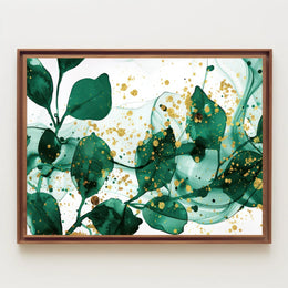 Abstract Elegance in Green and Gold Poster