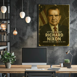Richard Nixon 37th President of the United States Damaged Photograph Poster