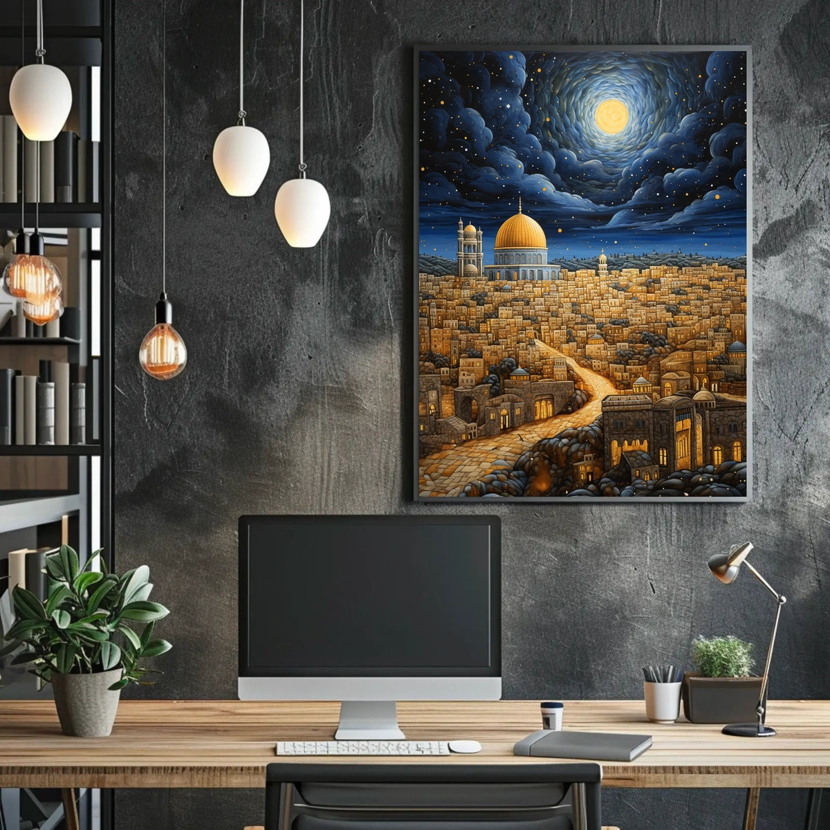 Stylized Middle Eastern Dome Cityscape Cultural Heritage Poster