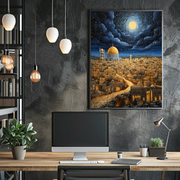 Stylized Middle Eastern Dome Cityscape Cultural Heritage Poster