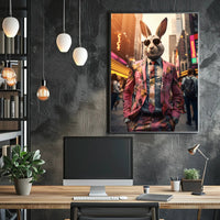 Stylish Rabbit In The City Poster
