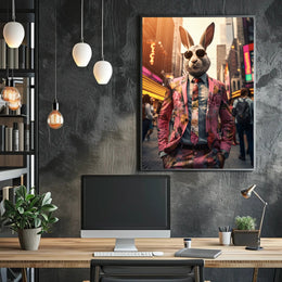 Stylish Rabbit In The City Poster