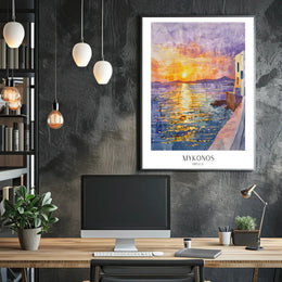 Mykonos Sunset Poster PosterGoat