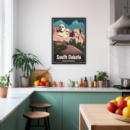 Mount Rushmore United States South Dakota Vintage Travel Poster