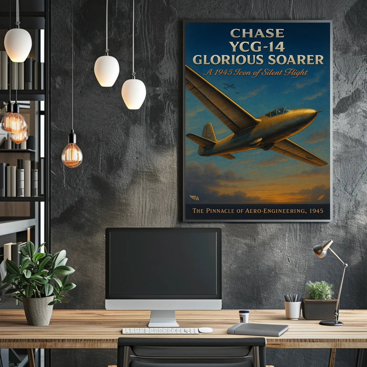 Chase YCG-14 Glider Aviation Vintage Engineering Poster
