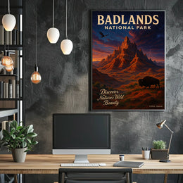 Badlands National Park Vintage Wilderness Poster Art