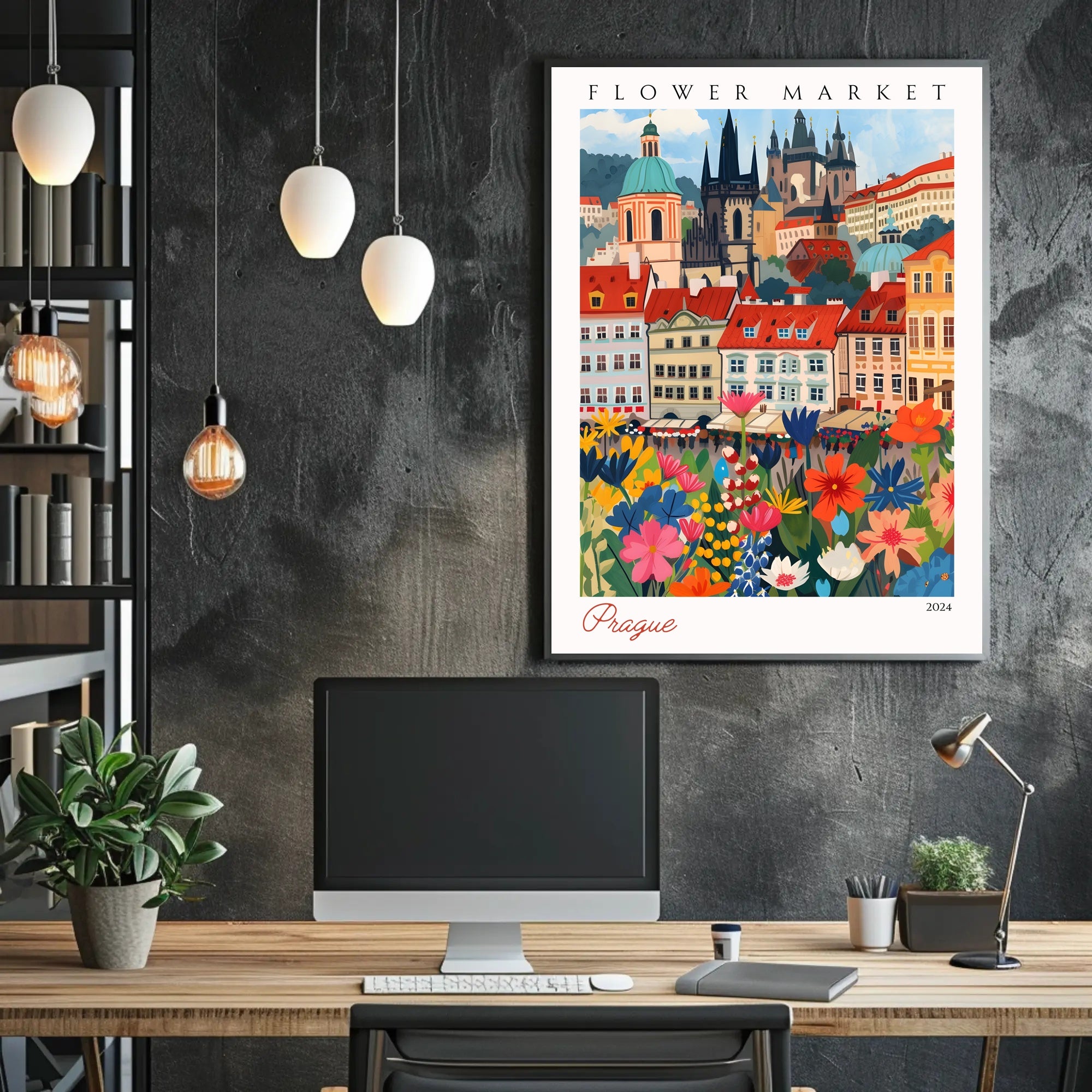 Flower Market in Prague Poster PosterGoat