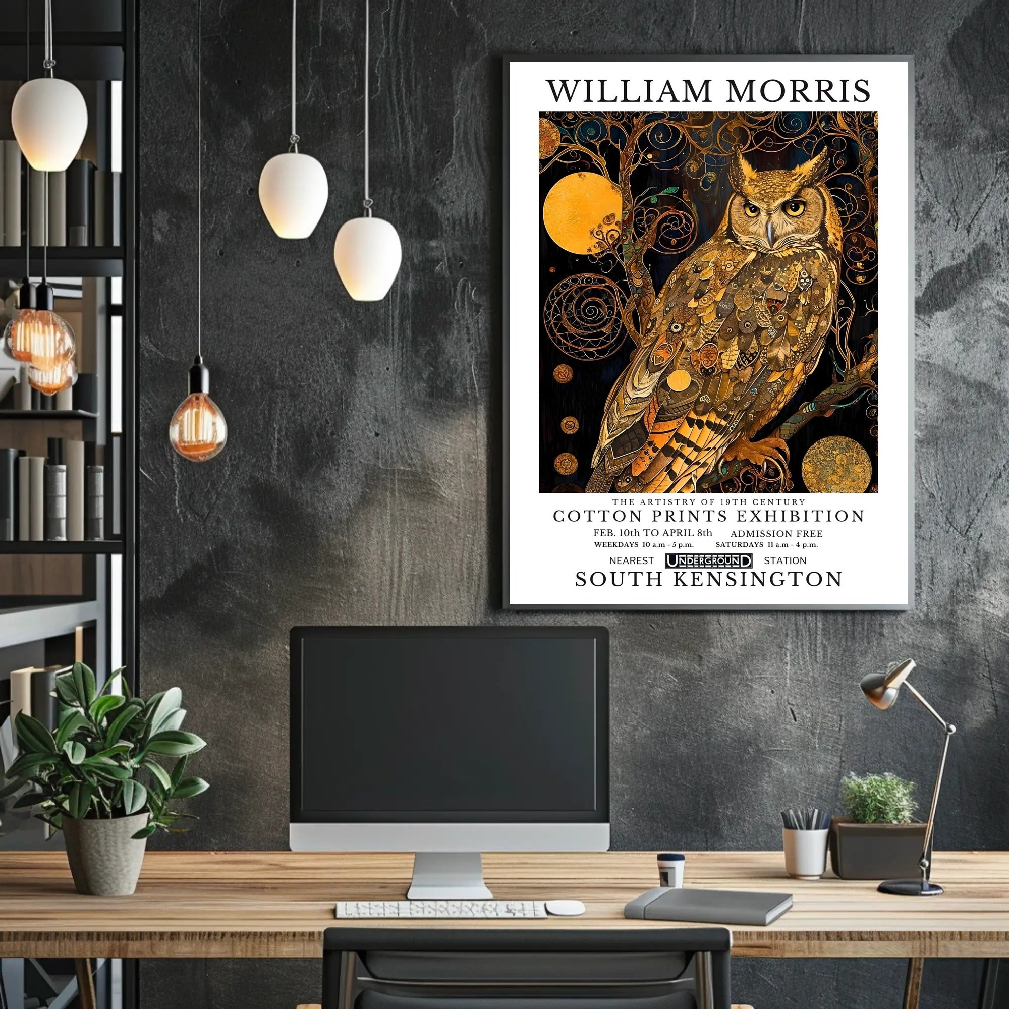 Elegant Owl Motif William Morris Artistic Poster