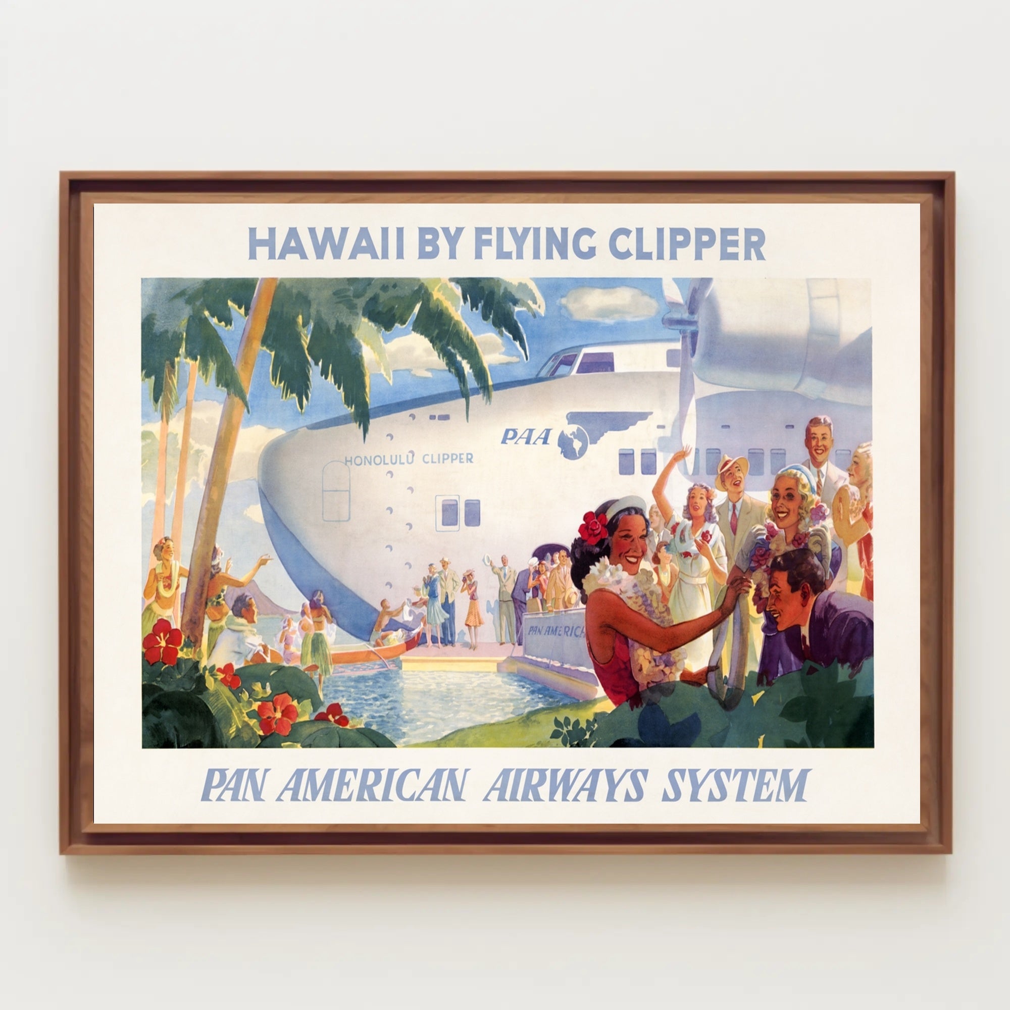 Hawaii Air Travel Vintage Poster by Pan American Airways Travel Poster