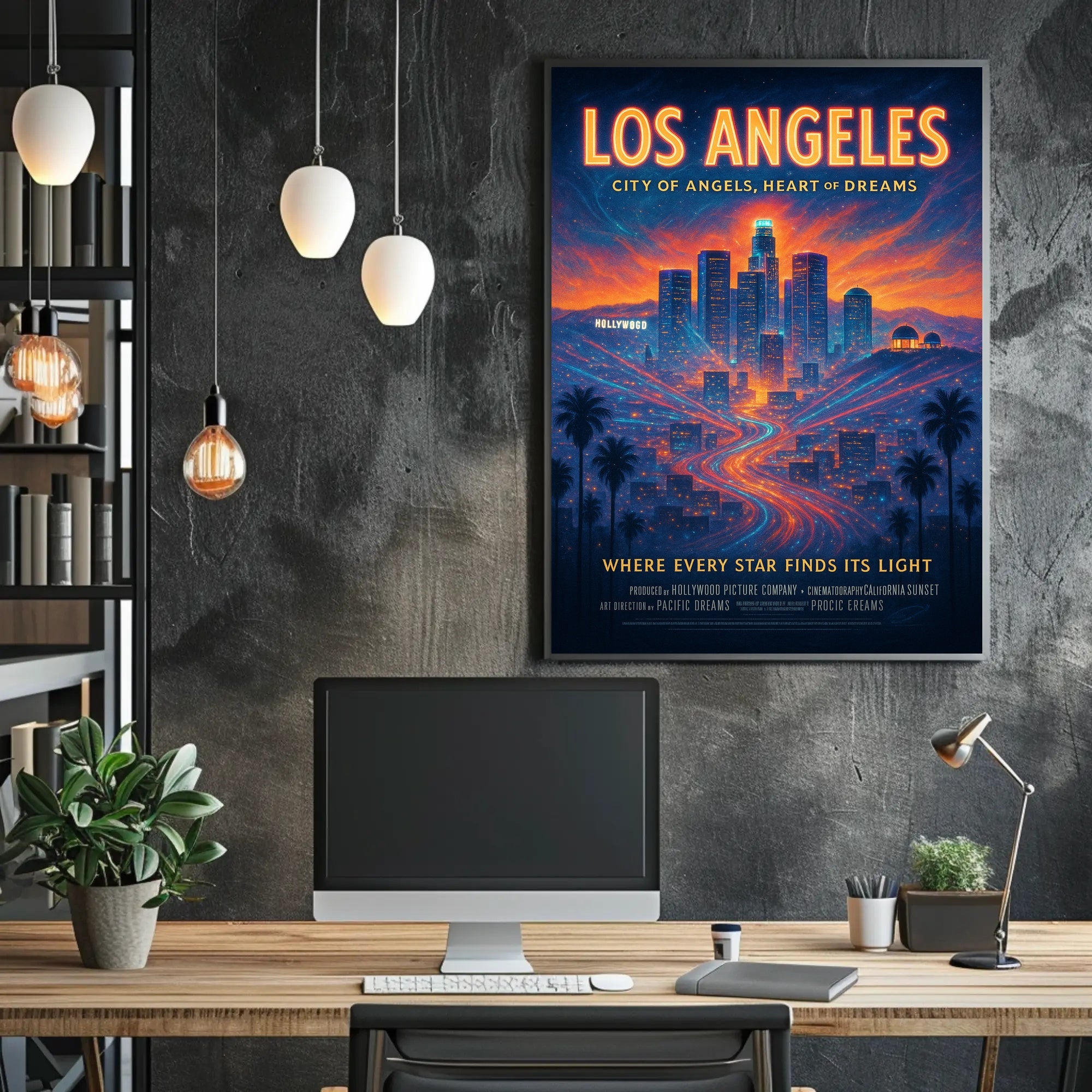 Los Angeles Skyline Dreams Urban or Cityscape Poster