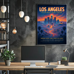 Los Angeles Skyline Dreams Urban or Cityscape Poster