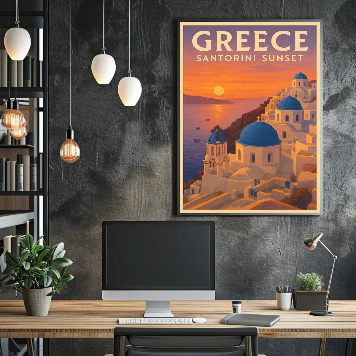 Santorini Sunset Poster