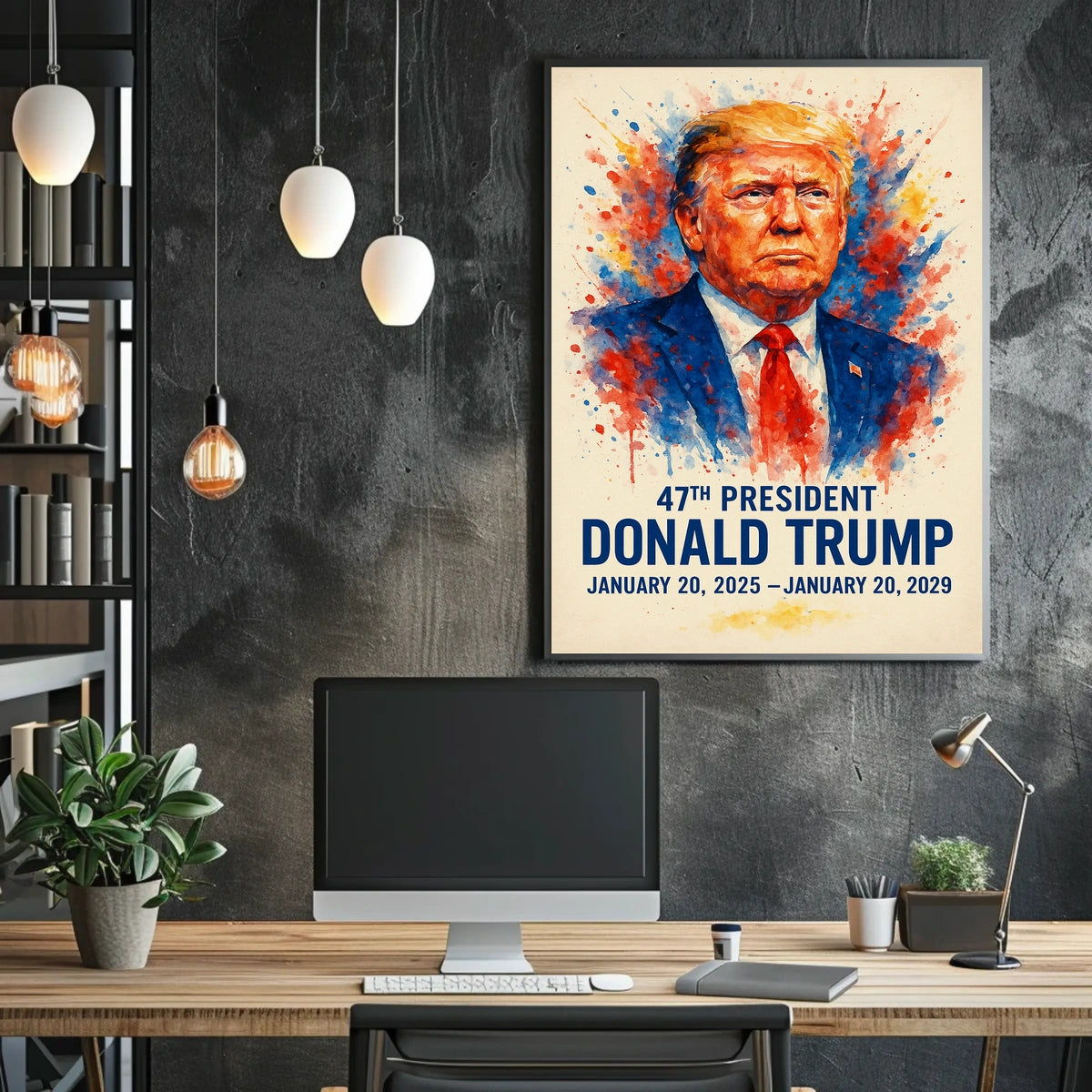 Donald Trump Watercolor Portrait Patriotic Poster