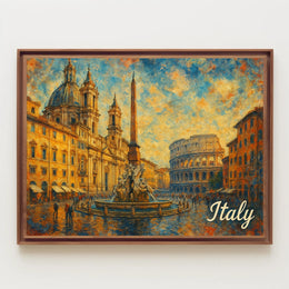 Enchanting Italy Watercolor Impressionism Travel Italian Landscapes Mediterranean Vibe Poster