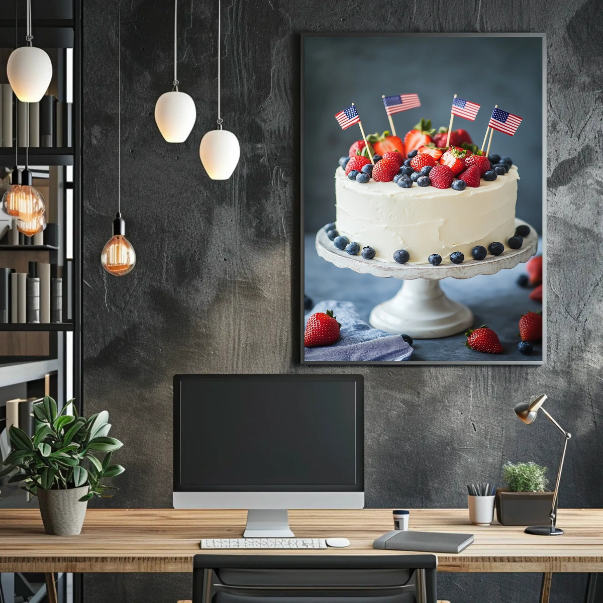 patriotic cake with white icing Poster