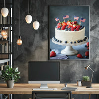 patriotic cake with white icing Poster