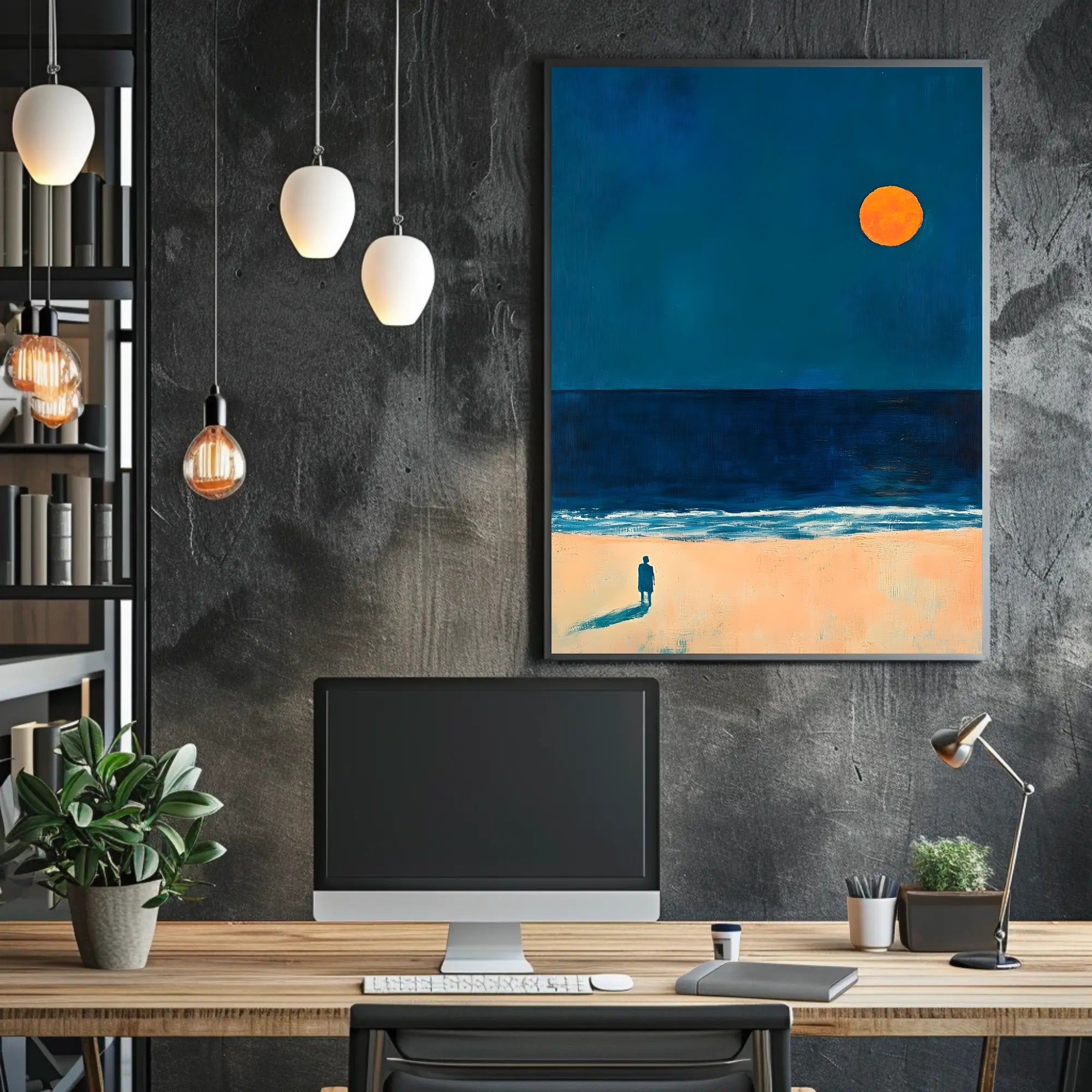 Solitary Reflection Seaside Poster Minimalist Art Print