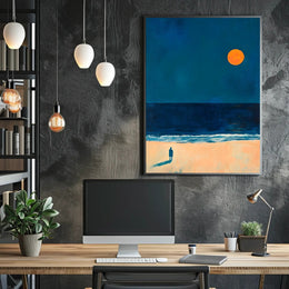 Solitary Reflection Seaside Poster Minimalist Art Print