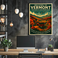 Vermont Scenic Poster Wall Art Print Vintage Travel