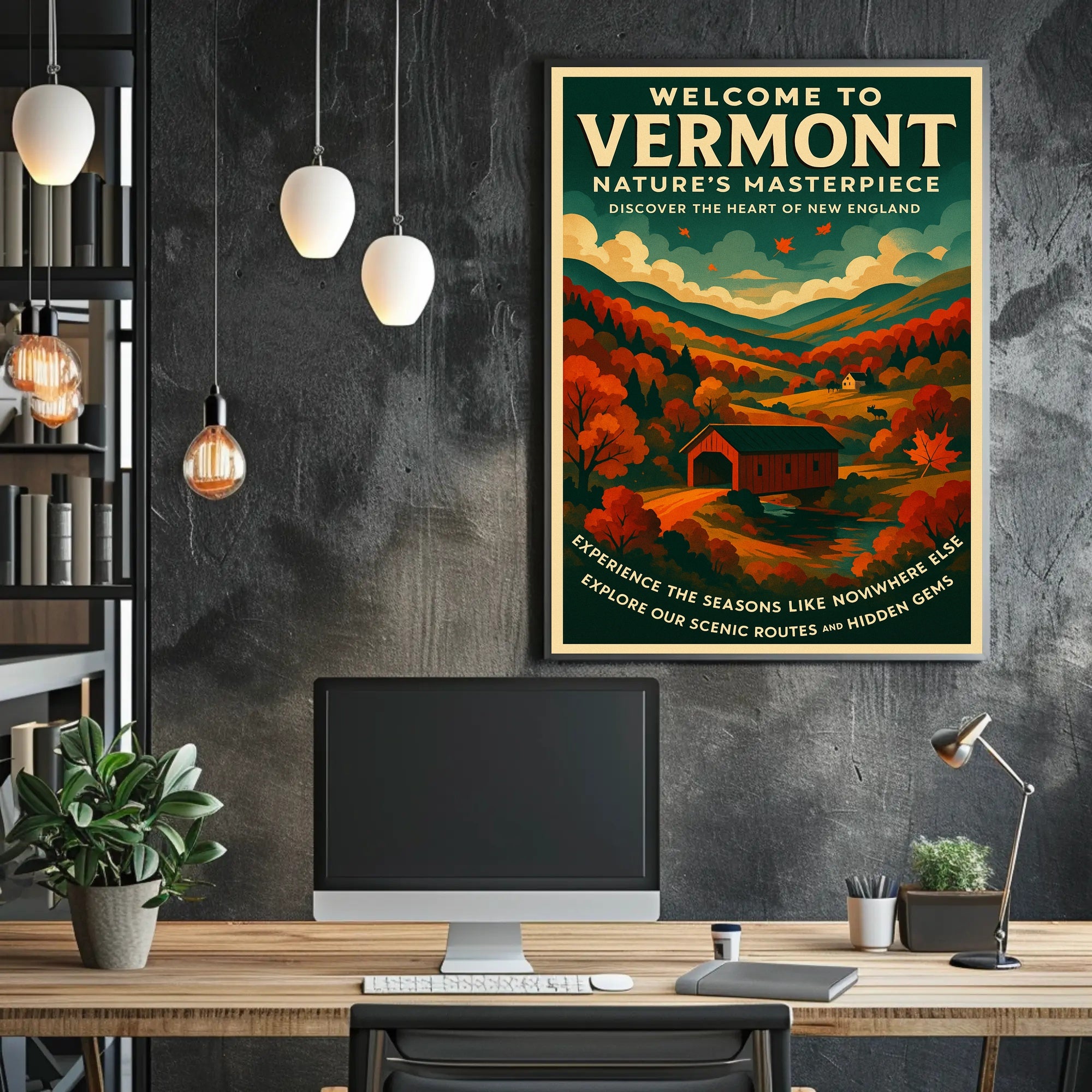 Vermont Scenic Poster Wall Art Print Vintage Travel