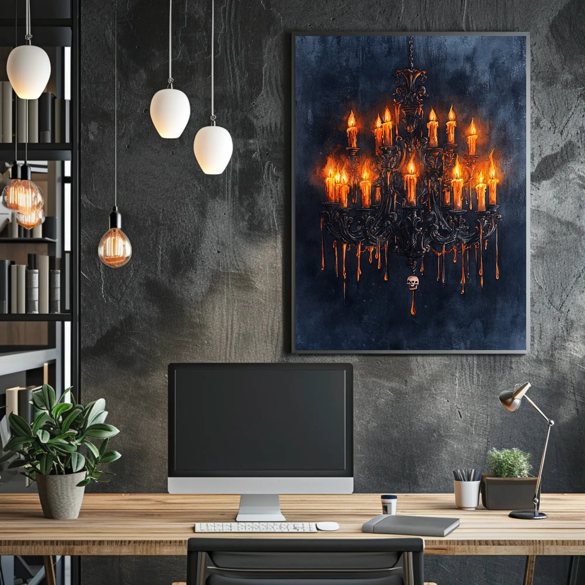 Gothic Chandelier Of Flames Poster