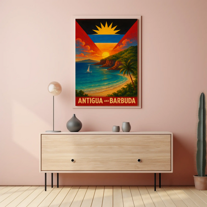 Tropical Paradise Antigua and Barbuda Travel Poster