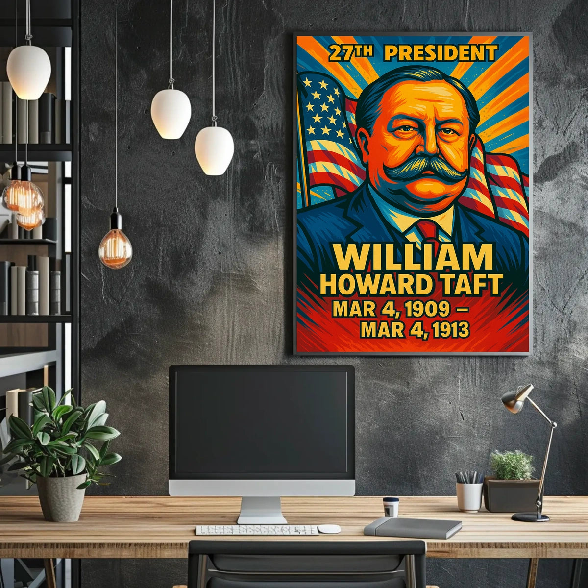 William Howard Taft 27th President of the United States Colorful Comic Book Style Poster