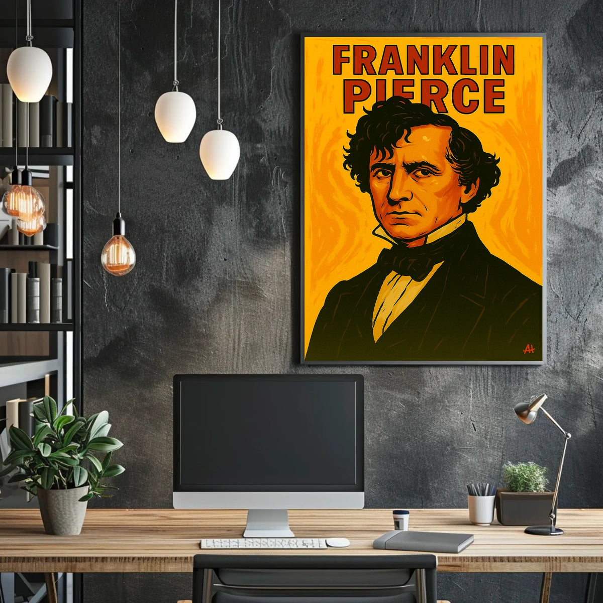 Franklin Pierce Scenic Portrait Vintage Travel Poster