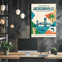 Jacksonville Cityscape Travel Poster PosterGoat