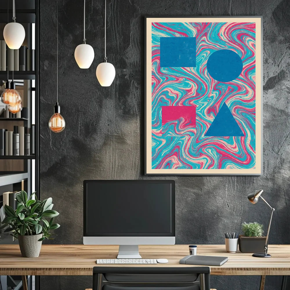 Abstract Futuristic Cityscape Art Deco Poster