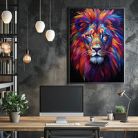 Bold Modern Lion Art Poster with Abstract, Artistic Flair