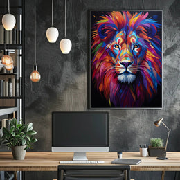 Bold Modern Lion Art Poster with Abstract, Artistic Flair