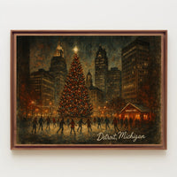 Holiday Skating in Detroit Poster