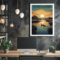 Everglades Sunset Poster Travel Wall Art Print