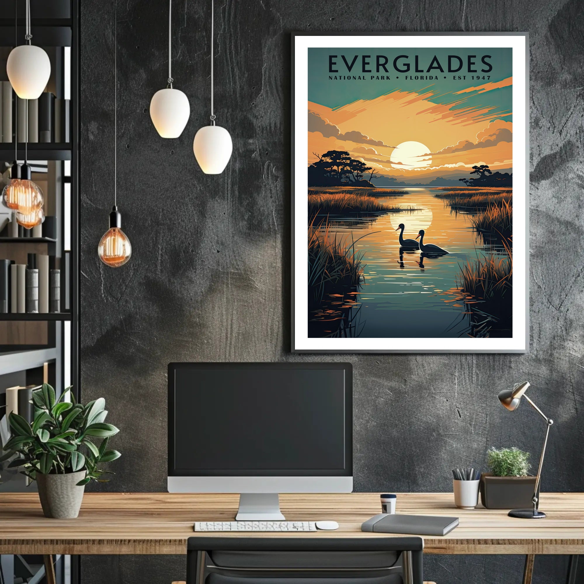 Everglades Sunset Poster Travel Wall Art Print