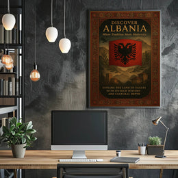 Albania's Cultural Heritage Vintage Travel Poster