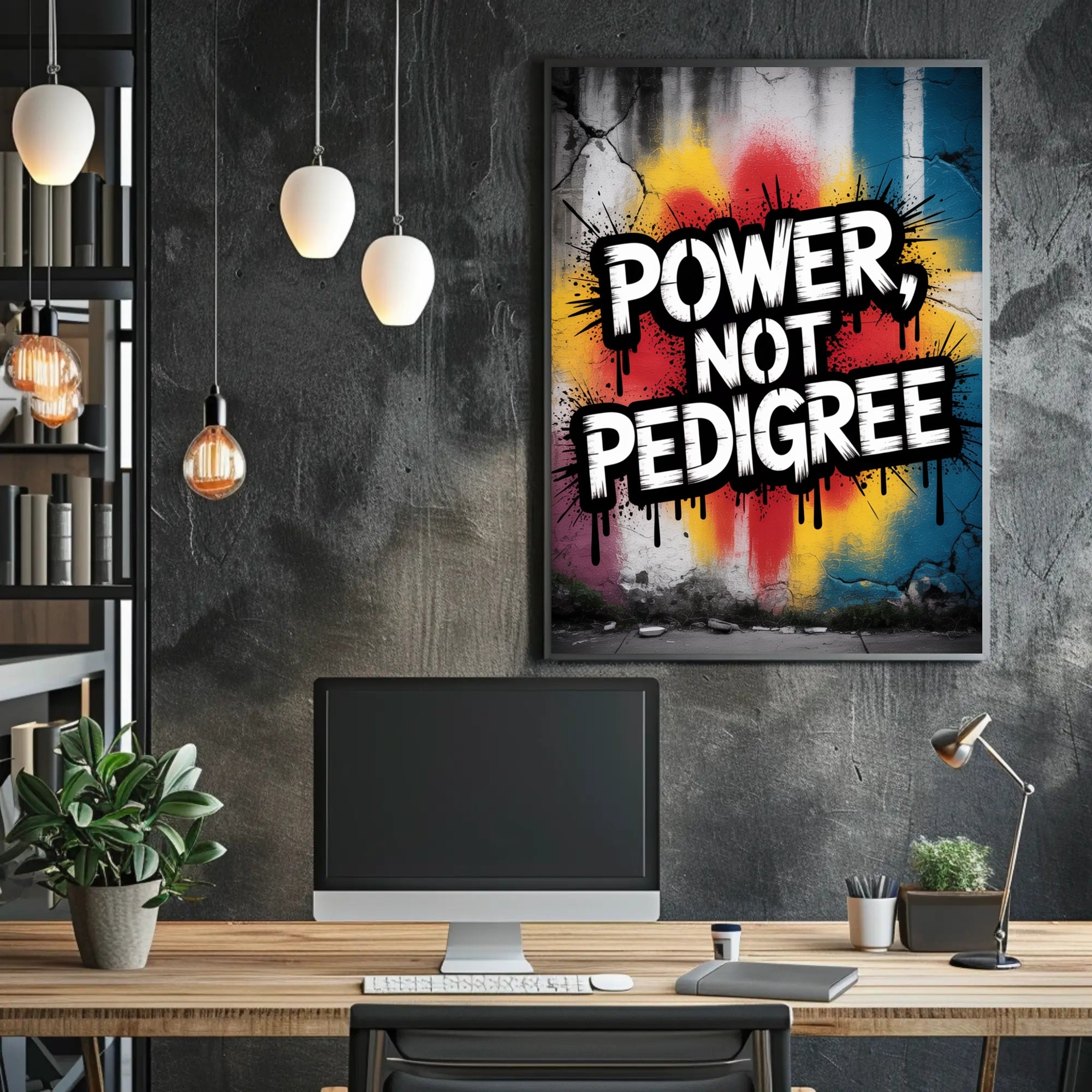 Power Not Pedigree Urban Graffiti Motivational Poster