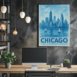 Chicago Skyline Watercolor: Urban or Cityscape Poster