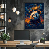 Cosmic Panda in Celestial Night Artistic Animal Poster