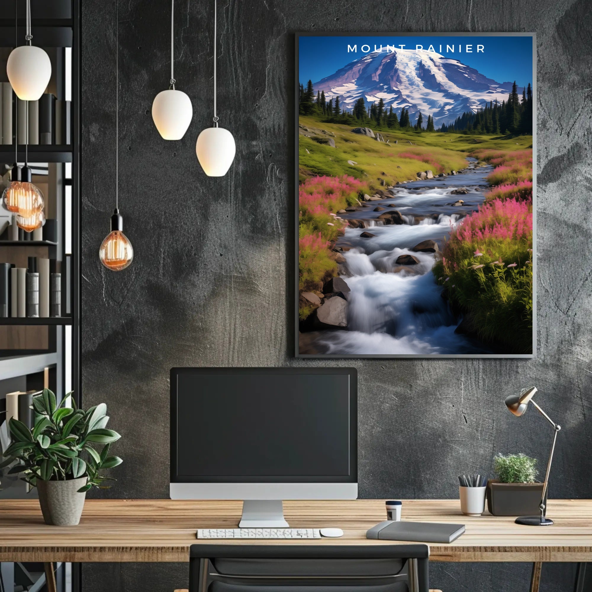 Mount Rainier Vintage Travel Poster Wall Art