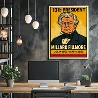 Millard Fillmore 13th President of the United States Inked Comic Style Poster