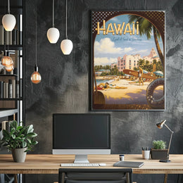 Hawaii Land Of Surf Sunshine Poster