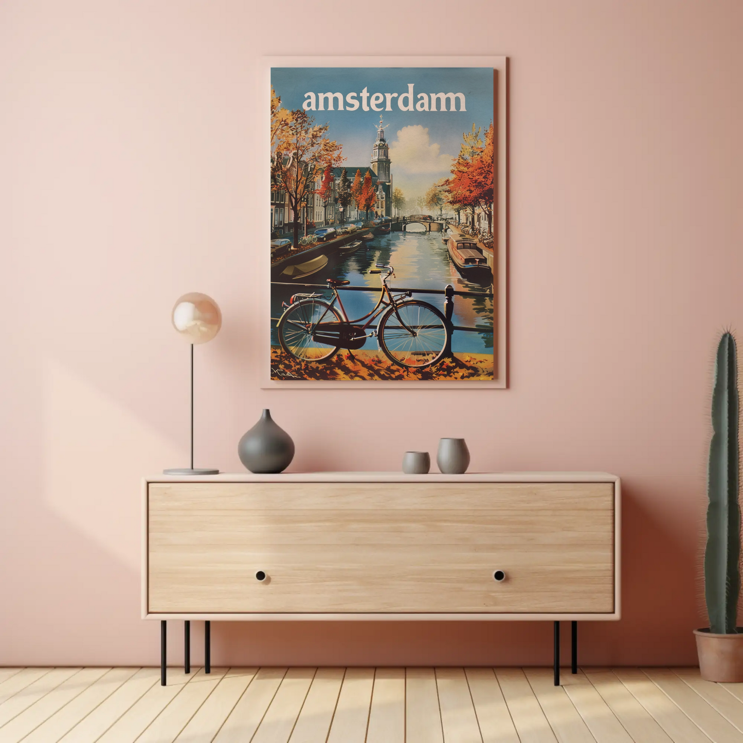 Amsterdam Autumn Canal Bike Ride Travel Poster