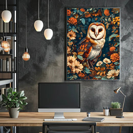 Enchanted Owl In Bloom William Morris Art Poster