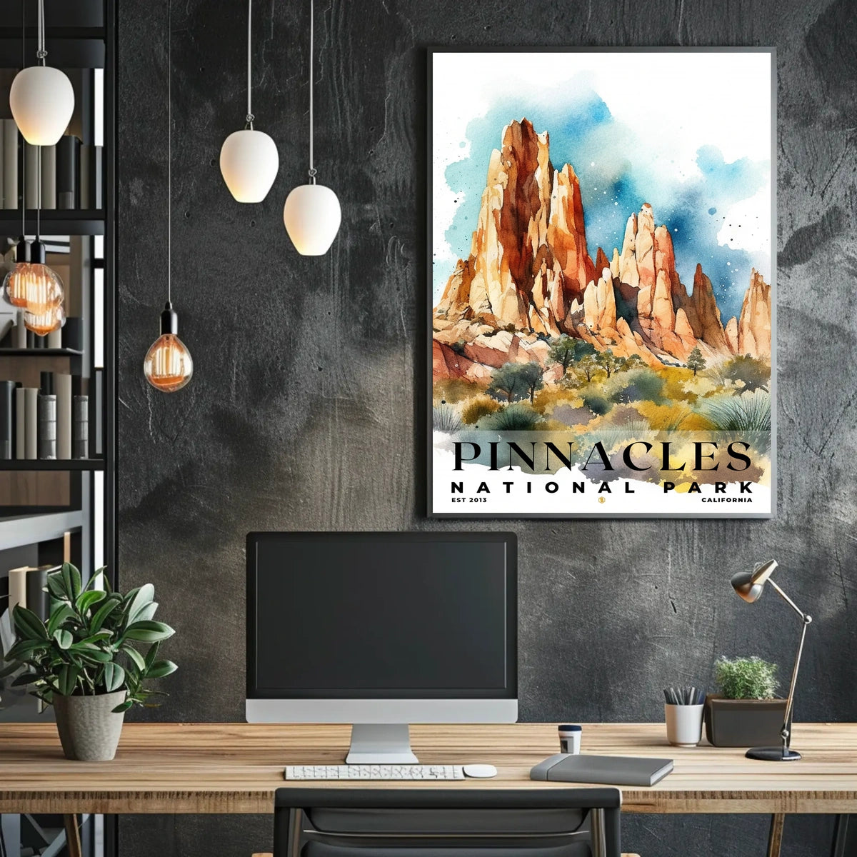 Pinnacles Watercolor Wall Art Poster