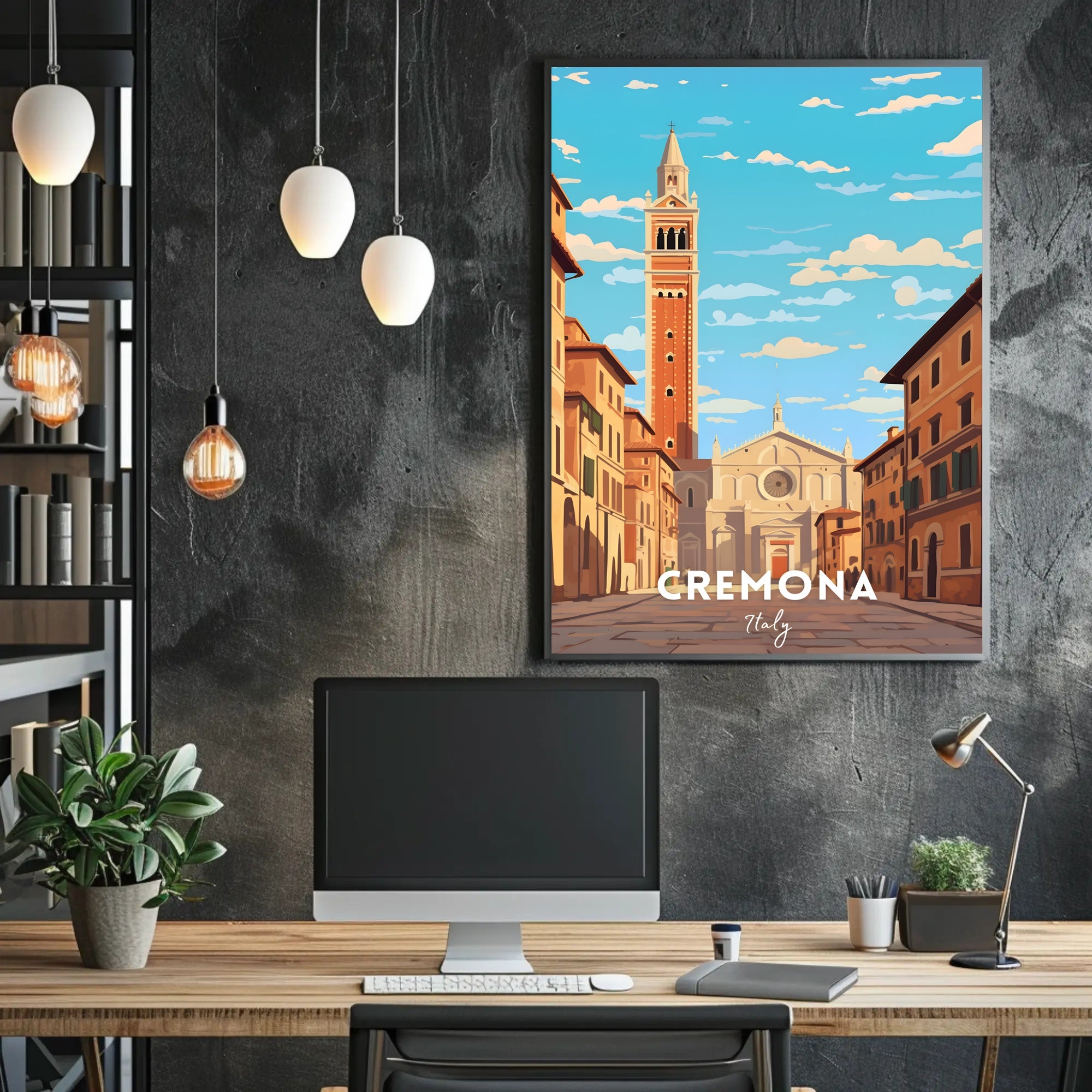 Cremona Cathedral Street Scene Poster