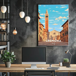 Cremona Cathedral Street Scene Poster