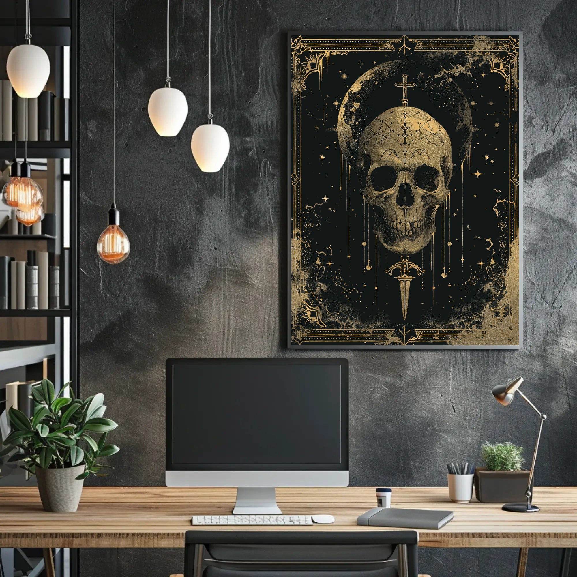 Celestial Skull Gothic Art Nouveau Poster Print PosterGoat