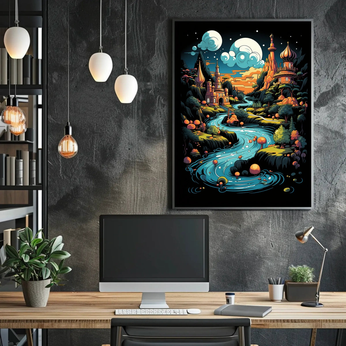 Whimsical Landscape Fantasy Realm Art Poster