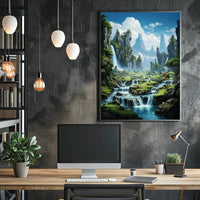 Serene Waterfall Landscape Poster